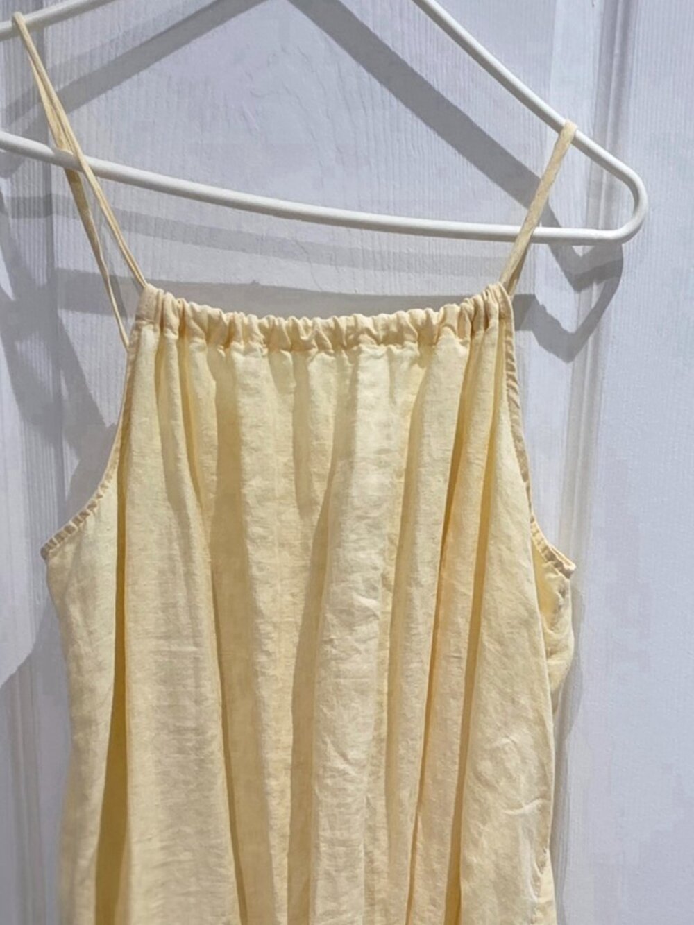 Beacan Cove Boho Flowy Linen Sleeveless Maxi Dress Butter Yellow